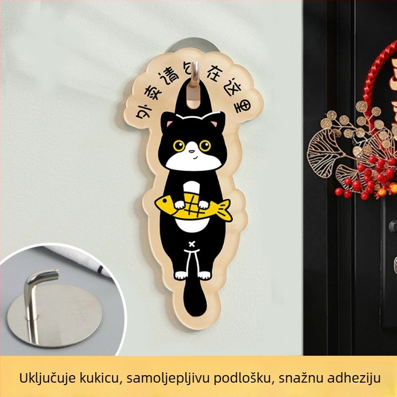 Akrilni natpis za ulazna vrata s mačjim motivom, UV ispis, prilagodljiv – Haolong Craft