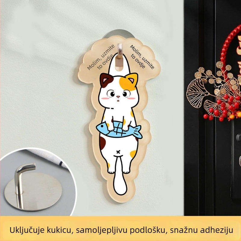 Akrilni natpis za ulazna vrata s mačjim motivom, UV ispis, prilagodljiv – Haolong Craft