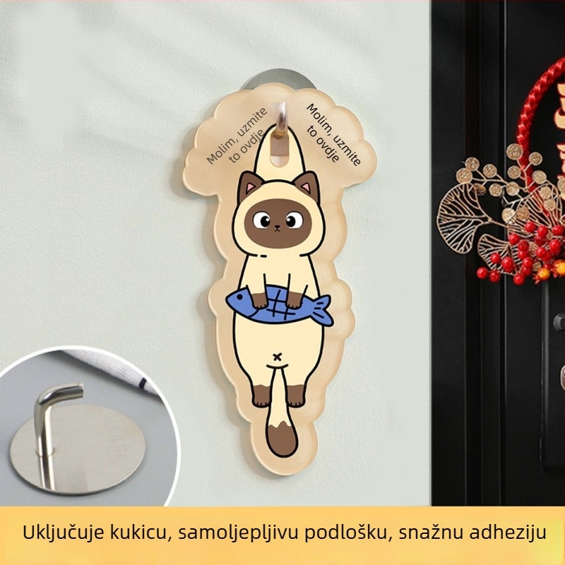 Akrilni natpis za ulazna vrata s mačjim motivom, UV ispis, prilagodljiv – Haolong Craft