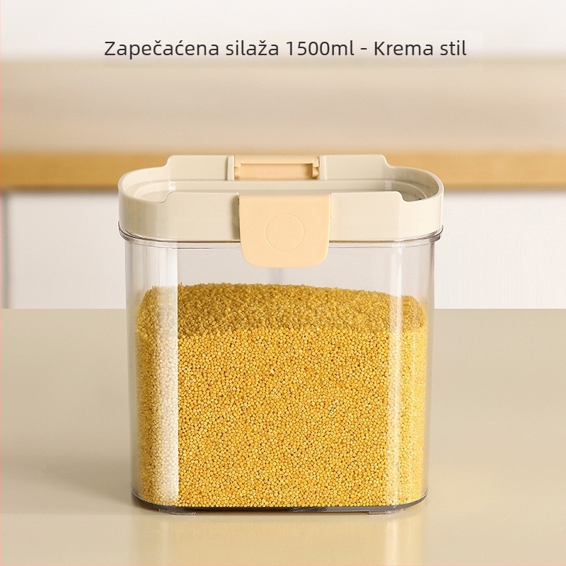 Kvadratna posuda za skladištenje hrane s izvučnim silikonim brtvom, bez poklopca, zapremina 800–1000 ml, kompatibilna s mikrovalnom pećnicom.