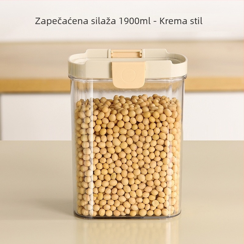 Kvadratna posuda za skladištenje hrane s izvučnim silikonim brtvom, bez poklopca, zapremina 800–1000 ml, kompatibilna s mikrovalnom pećnicom.