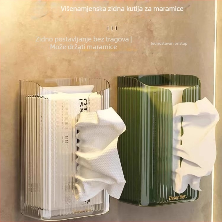 Kutija za mokre maramice, zidni montaža bez bušenja, nordijski stil kupaonice, pristupačan luksuz
