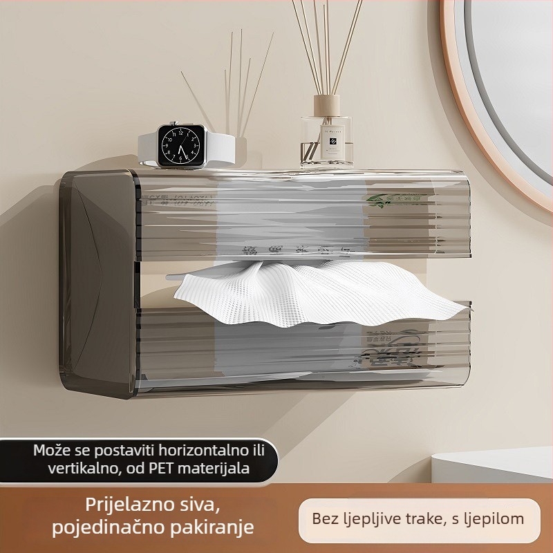 Kutija za mokre maramice, zidni montaža bez bušenja, nordijski stil kupaonice, pristupačan luksuz
