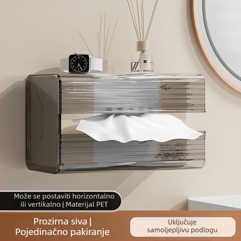 Kutija za mokre maramice, zidni montaža bez bušenja, nordijski stil kupaonice, pristupačan luksuz