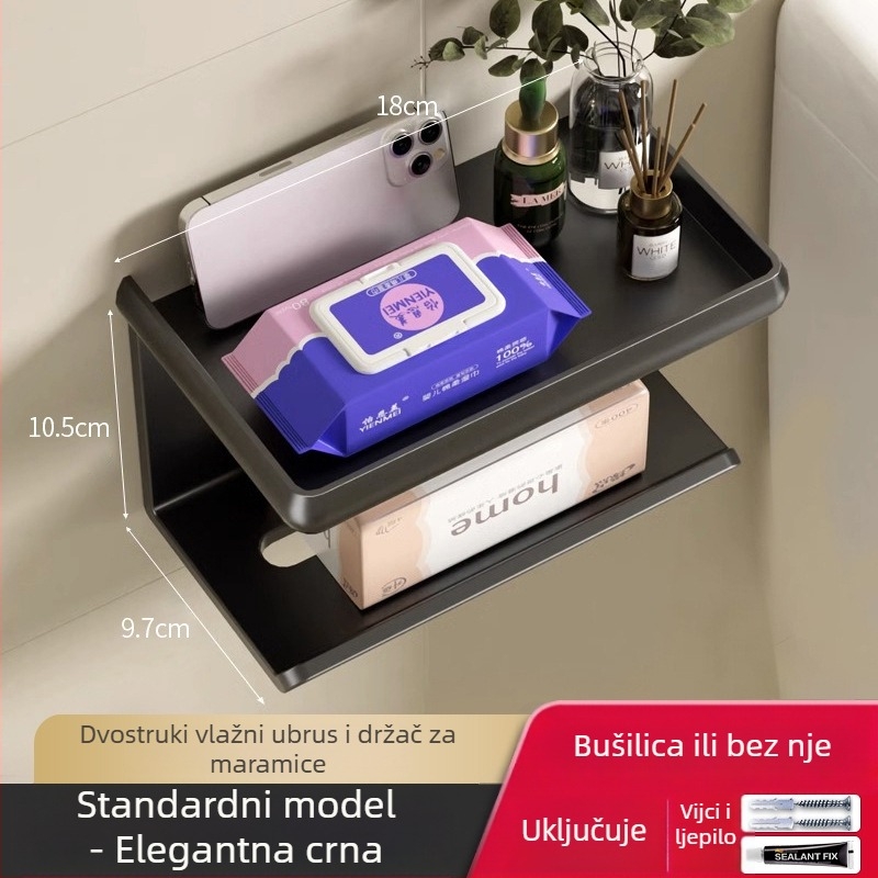 Držač za role papira, karbonsko čelika, s uklonjivom papirnatom, višenamjenski, model 235689