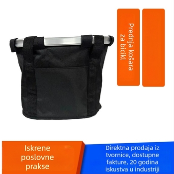 Sklopiva košara za bicikl - vodootporna platna, materijal: aluminijska legura + Oxford platno, velika zapremina, visi/ nosi se u ruci