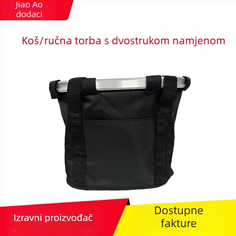 Sklopiva košara za bicikl - vodootporna platna, materijal: aluminijska legura + Oxford platno, velika zapremina, visi/ nosi se u ruci