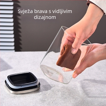 Zatvorena staklena posuda za skladištenje žitarica, grickalica i čaja, kvadratnog oblika, 1–2 L, pogodna za mikrovalnu