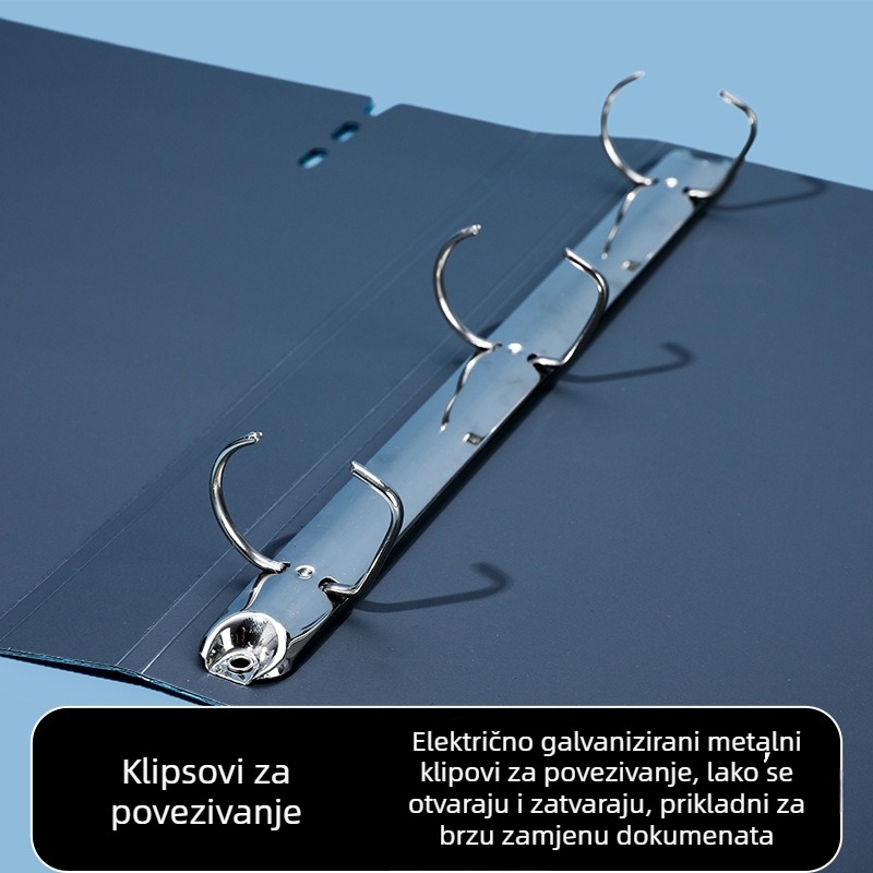 3-rupe D-oblik klip, velikog kapaciteta, vodootporni PP folder za dokumente formata A4, spona 110, debljina ploče 1 mm