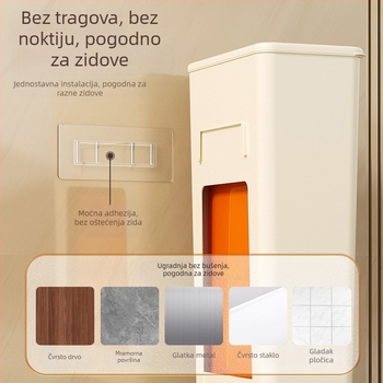 Zidni kutija za maramice i držač toaletnog papira – Vodootporan plastični kupaonski organizator, montaža bez bušenja, pohrana za maramice za lice