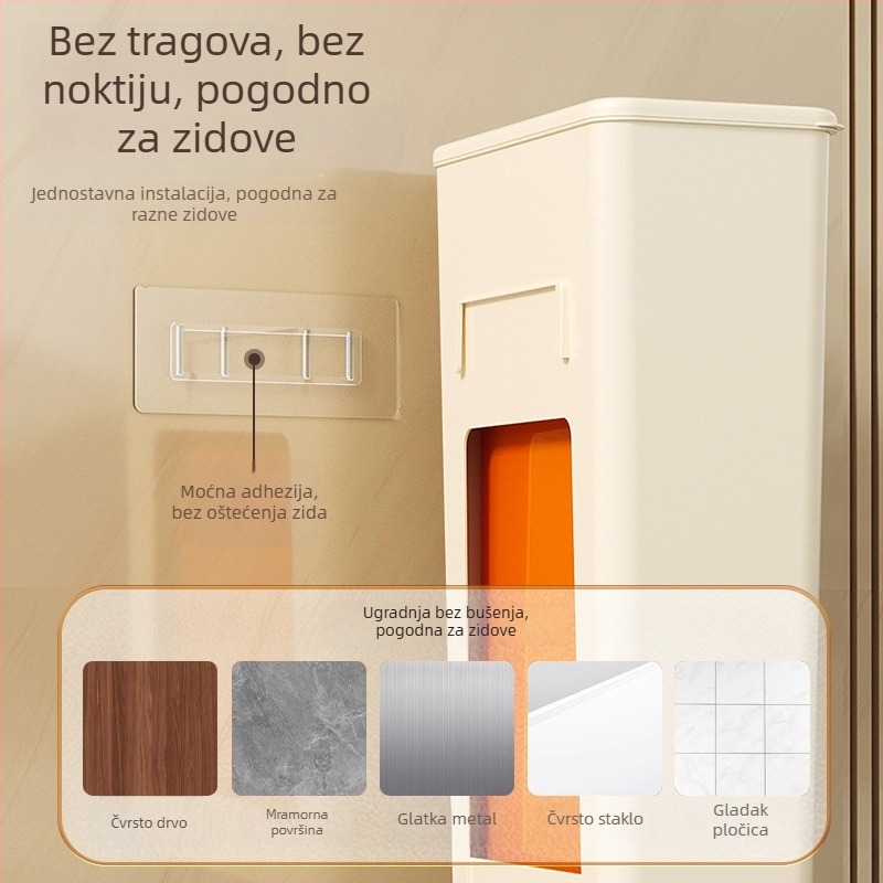 Zidni kutija za maramice i držač toaletnog papira – Vodootporan plastični kupaonski organizator, montaža bez bušenja, pohrana za maramice za lice