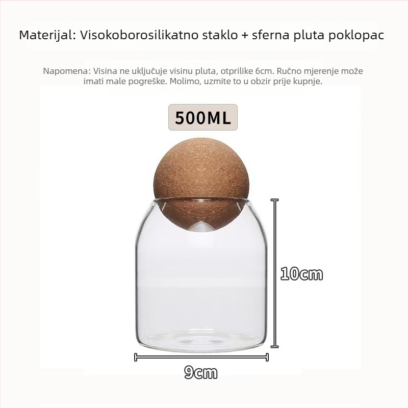Ziteng staklene okrugle zatvorene staklenke s plutenim čepom, 2.1–3 L, pogodne za mikrovalnu pećnicu, kuhinjsko skladištenje