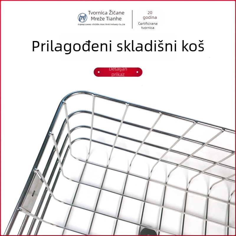 Koš za bicikl od nehrđajućeg čelika, pravokutnog oblika, moderni minimalistički stil