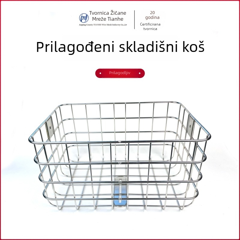 Koš za bicikl od nehrđajućeg čelika, pravokutnog oblika, moderni minimalistički stil