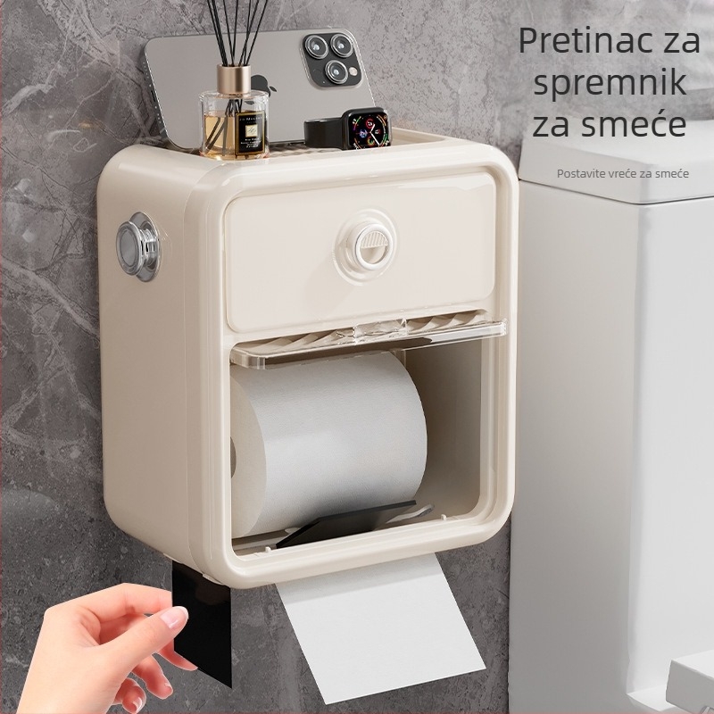 Kutija za maramice za kupaonicu, plastična, vodootporna, na ploču, stil laganog luksuza