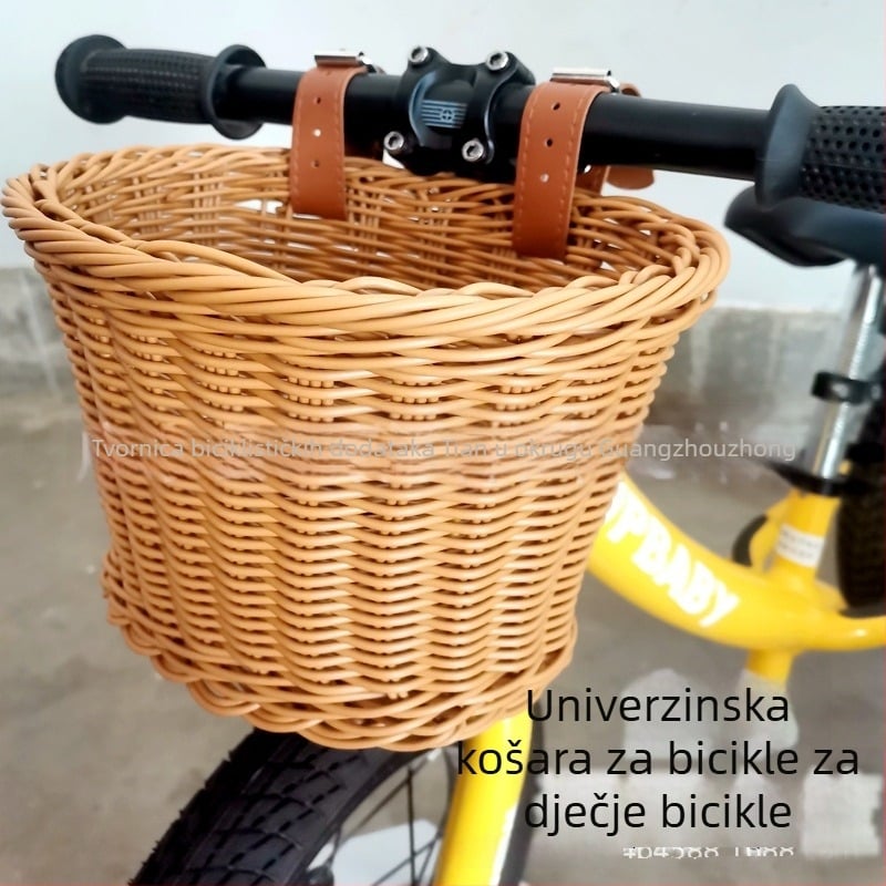 Prednja košara za dječji bicikl, vintage pleteni od plastičnog ratana, marka Hengtianxiang