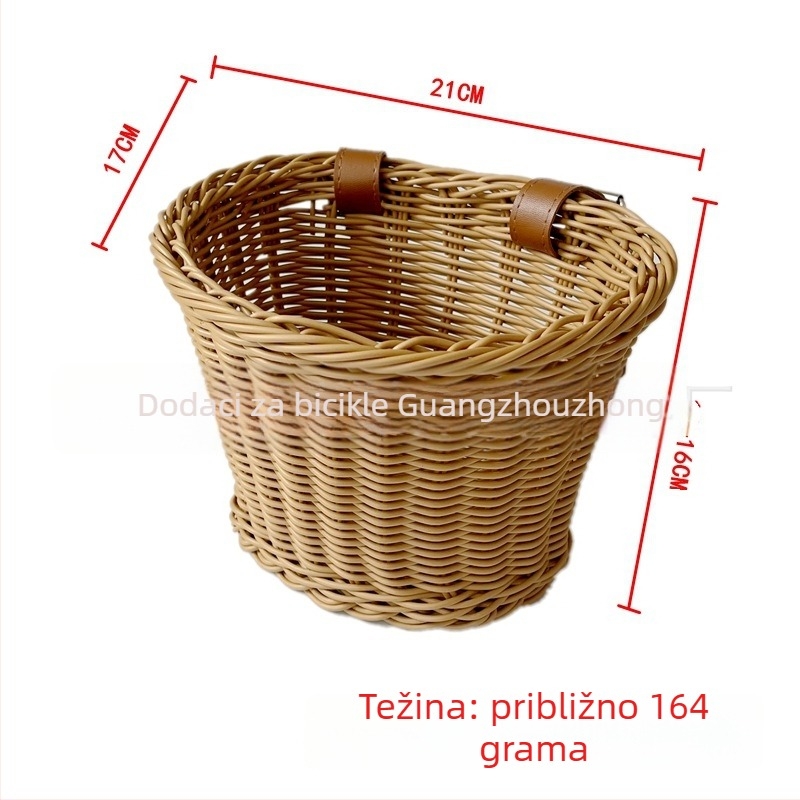 Prednja košara za dječji bicikl, vintage pleteni od plastičnog ratana, marka Hengtianxiang