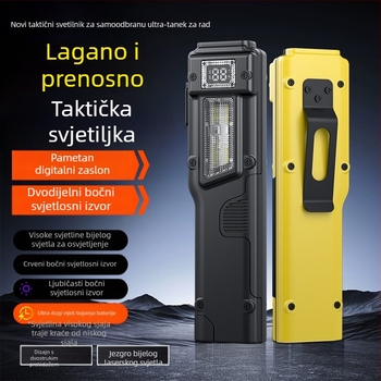 Taktička ultra-tanka svjetiljka s klipom za olovku, aluminijska legura, 1000 mAh, 10W, ručno pokretanje energije, domet 200–500 m