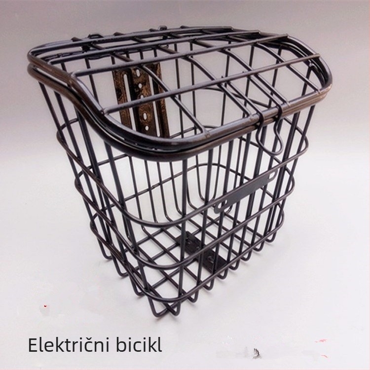 Prednja košara za bicikl/e-bicikl s poklopcem, četvrtasti otvor, od čelične cijevi