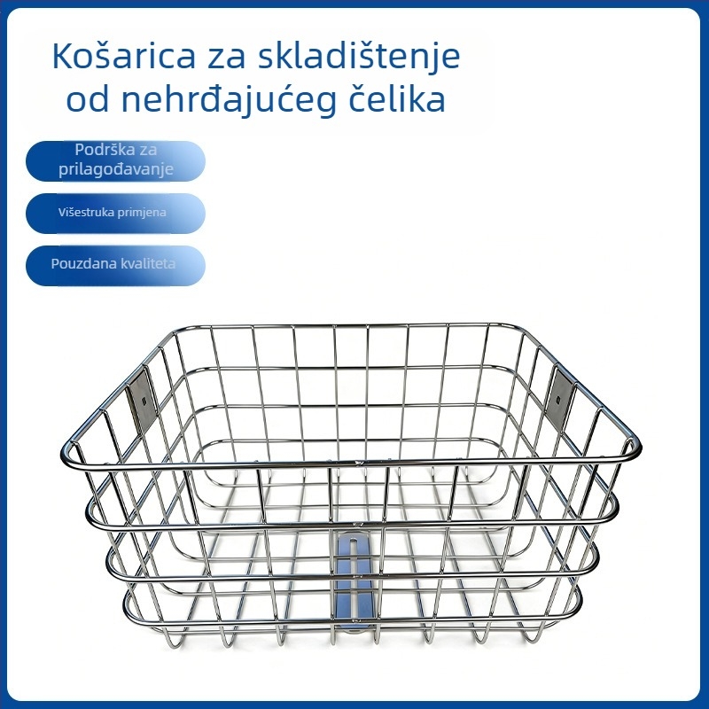 Prilagođena košara za skladištenje od nehrđajućeg čelika za kuhinju i dom – moderni minimalistički metalni organizator, pogodan za voće, povrće, kozmetiku i nakit, knjige