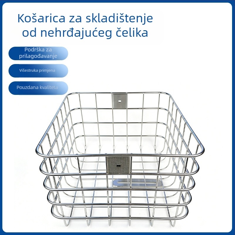 Prilagođena košara za skladištenje od nehrđajućeg čelika za kuhinju i dom – moderni minimalistički metalni organizator, pogodan za voće, povrće, kozmetiku i nakit, knjige