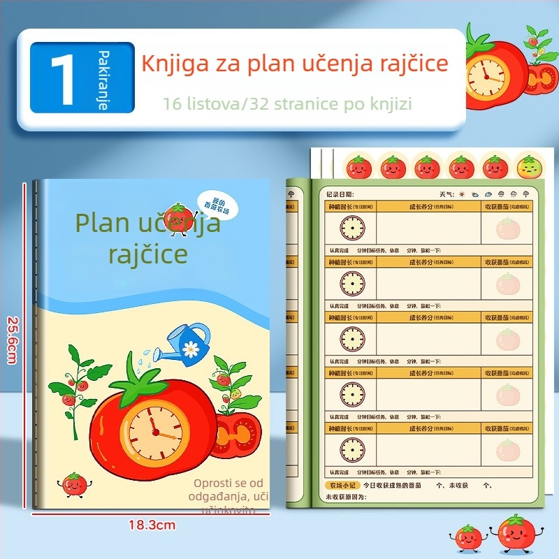 Zapisnik za dnevni plan za učenike — Huge, crtani stil, sladak i jednostavan, vezivanje koncem, korice od papira, 1–50 stranica