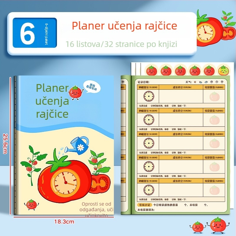 Zapisnik za dnevni plan za učenike — Huge, crtani stil, sladak i jednostavan, vezivanje koncem, korice od papira, 1–50 stranica