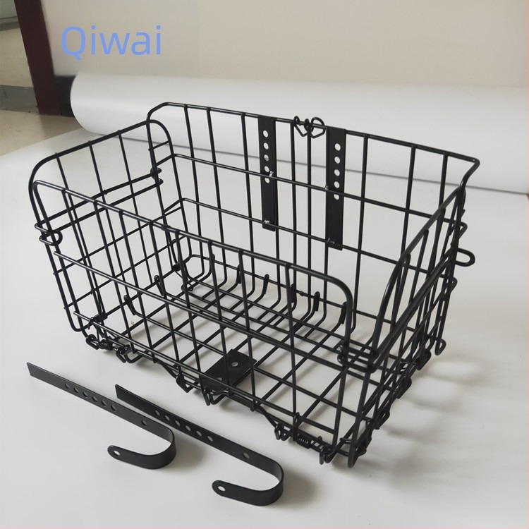 Koš za bicikl - Željezni, odvojivi, s prilagodljivim kukama