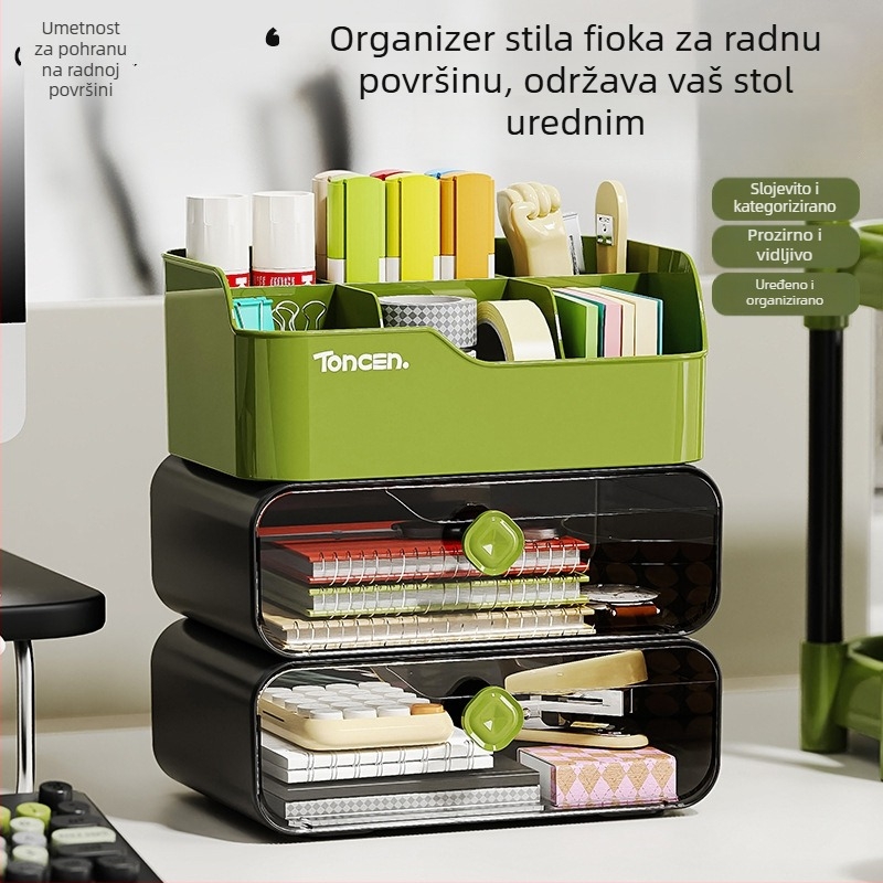 Kutija za stolni kozmetiku sa ladicama – višeslojni pretinci, PET/PS/PP plastika, kapacitet 12L, model 1009