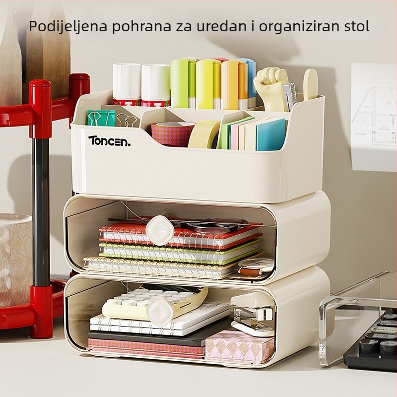 Kutija za stolni kozmetiku sa ladicama – višeslojni pretinci, PET/PS/PP plastika, kapacitet 12L, model 1009