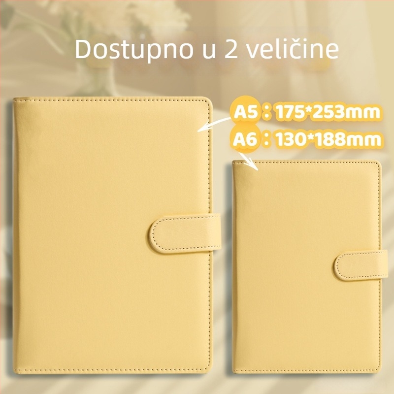 Bilježnica s imitacijom kože, s labavim listovima, dvostrani offset papir, 80 g/m², 60 listova
