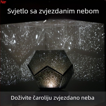 Noćna lampica s projekcijom zvjezdane neba, E-SHOW, USB/Li-ion baterija, daljinski upravljač, PVC sjenilo, nordijski stil
