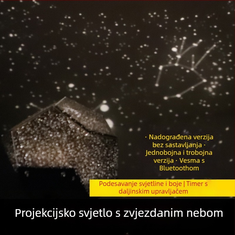 Noćna lampica s projekcijom zvjezdane neba, E-SHOW, USB/Li-ion baterija, daljinski upravljač, PVC sjenilo, nordijski stil