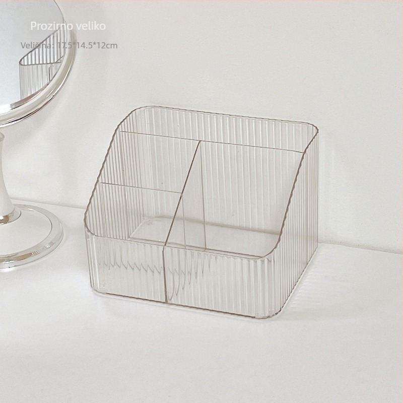 Stolni kozmetički organizator – četvrtasta plastična kutija s pretincima, model JJ-0933, moderni minimalistčki stil, za kozmetiku