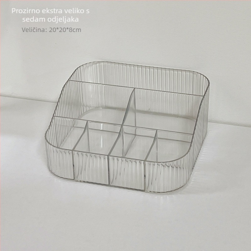 Stolni kozmetički organizator – četvrtasta plastična kutija s pretincima, model JJ-0933, moderni minimalistčki stil, za kozmetiku