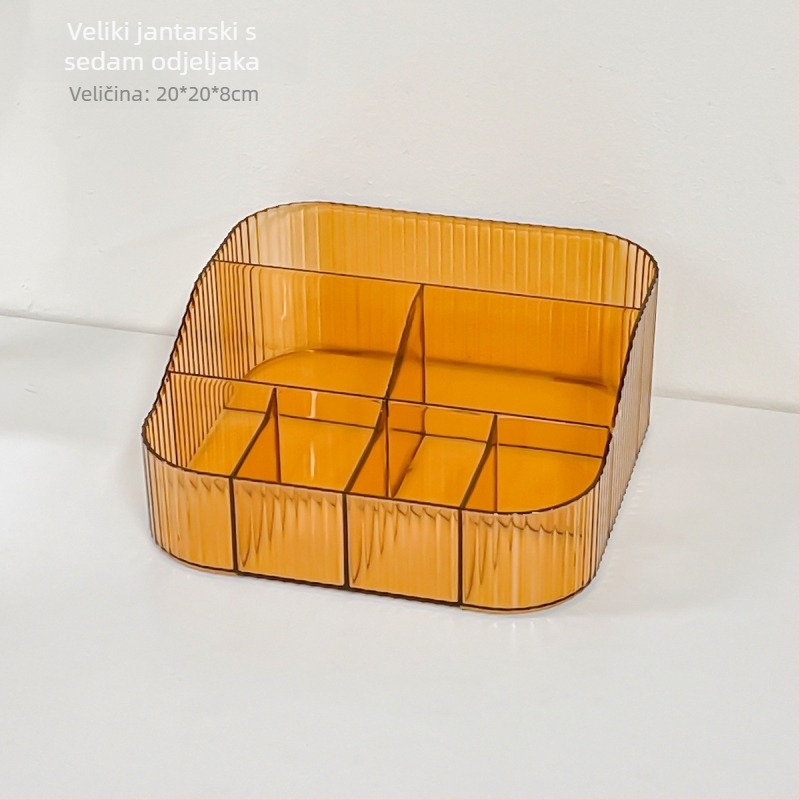 Stolni kozmetički organizator – četvrtasta plastična kutija s pretincima, model JJ-0933, moderni minimalistčki stil, za kozmetiku