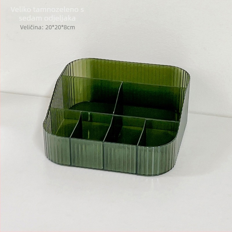 Stolni kozmetički organizator – četvrtasta plastična kutija s pretincima, model JJ-0933, moderni minimalistčki stil, za kozmetiku