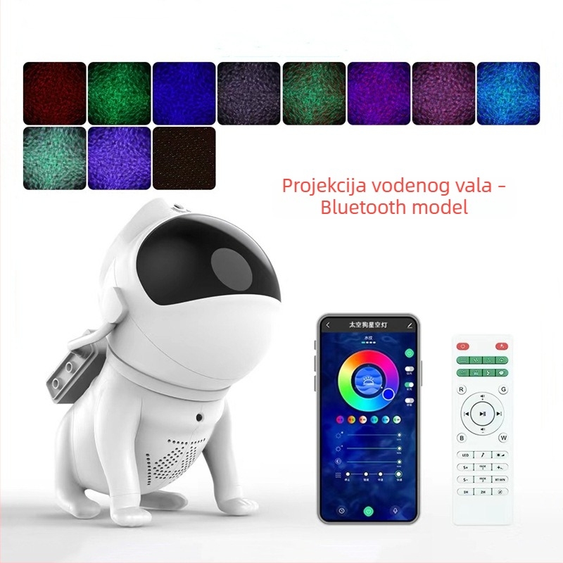Space Dog zvjezdano svjetlo uz Bluetooth glazbu, laserski projektor, pametna noćna lampica, USB napajanje, stolna dekoracija