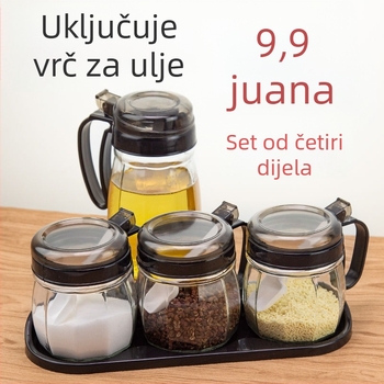 Kuhinjski set posuda za začine – staklene posude za sol, začine i ulje