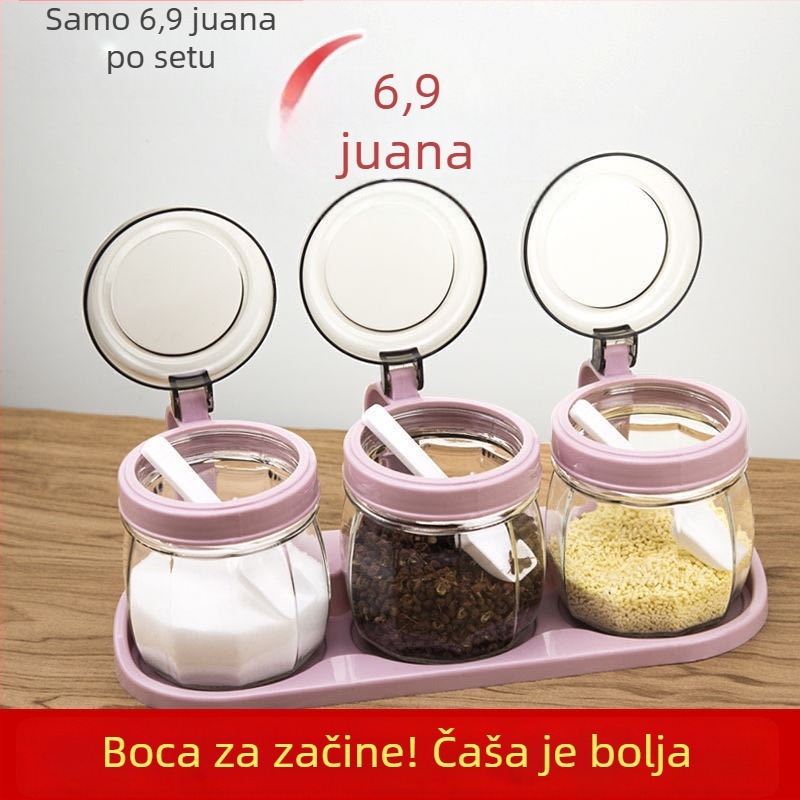 Kuhinjski set posuda za začine – staklene posude za sol, začine i ulje