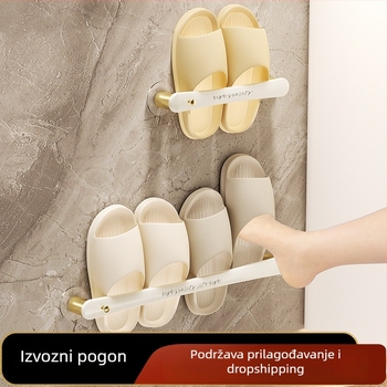 Zidni držač papuča za kupaonicu, plastični, bez bušenja, otporan na vlagu, s jednim slojem