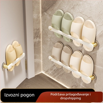 Zidni držač papuča za kupaonicu, plastični, bez bušenja, otporan na vlagu, s jednim slojem
