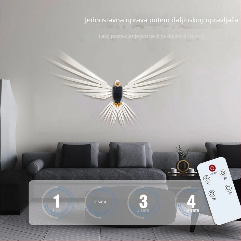 Projektna noćna svjetiljka za zid s oblikom orla, ugrađena baterija, daljinski upravljač, inteligentno upravljanje, ABS sjenilo, FCC-B certificirano