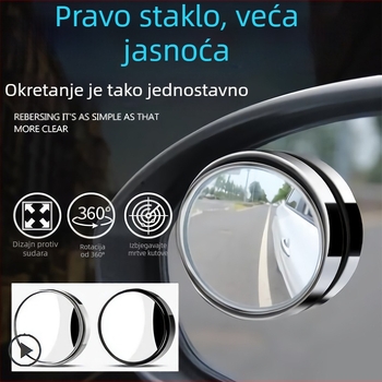 Tetsuo Kružno Auto Ogledalo s Retrovizorom, 360° Prilagodljiv Širokokutni Pogled za Mrtve Točke, Jednostavna Ugradnja