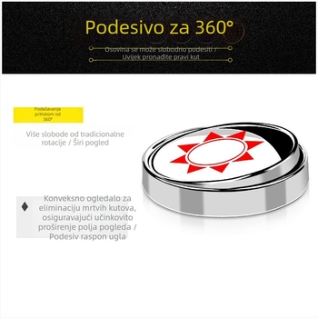 Tetsuo Kružno Auto Ogledalo s Retrovizorom, 360° Prilagodljiv Širokokutni Pogled za Mrtve Točke, Jednostavna Ugradnja