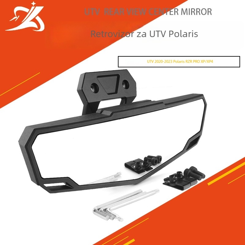 Središnje stražnje ogledalo za UTV Polaris RZR PRO XP/4 (2020–2023), ABS kućište, kvadratno ogledalo, model UT-RM001