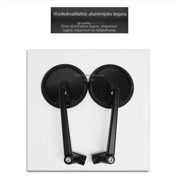 Dodatna oprema za prilagodbu motocikla, kružno ogledalo od karbonskih vlakana, model 3307 (materijali: karbonska vlakna + aluminijska legura; kućište: aluminijska legura)