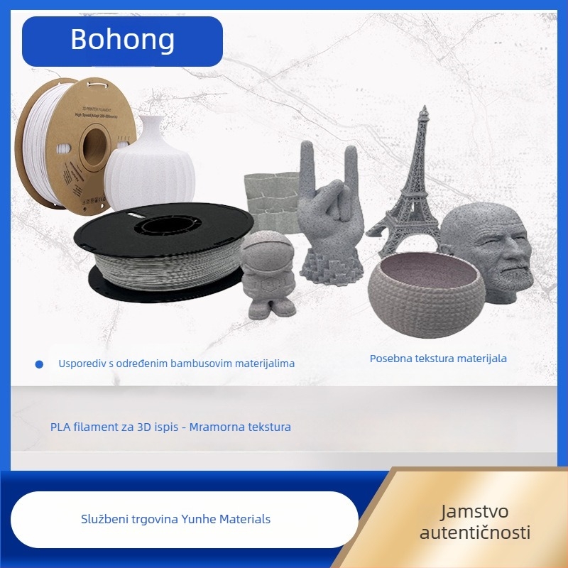 PLA filament s mermernom teksturom, brzina ispisa 50-350 m/s, mlaznica 0,4 mm