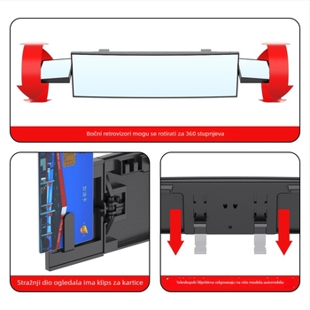 Shun Wei Trostrano ogledalo za stražnji pregled s širokim vidom, podesivi kut, staklno sfere ogledalo, kompatibilno s većinom automobila