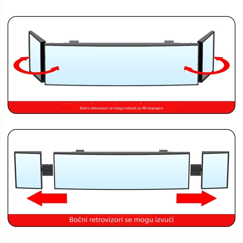 Shun Wei Trostrano ogledalo za stražnji pregled s širokim vidom, podesivi kut, staklno sfere ogledalo, kompatibilno s većinom automobila